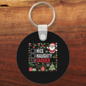 Nice Naughty Cashier Funny Christmas Weihnachtsman Schlüsselanhänger (Vorderseite)
