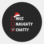 Nice Naughty Chatty Funny Christmas List  Runder Aufkleber (Vorderseite)