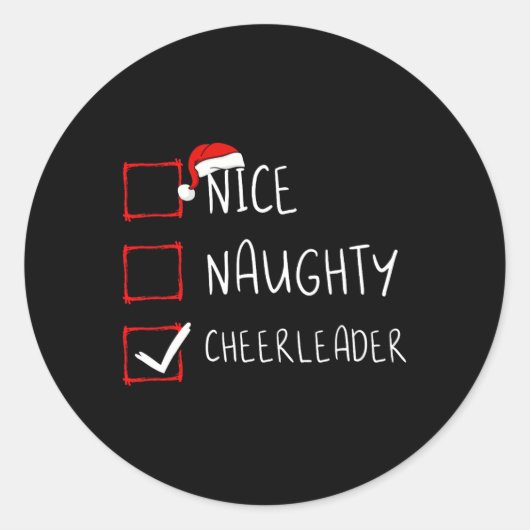 Nice Naughty Cheerleader List Christmas Santa Clau Runder Aufkleber (Vorderseite)