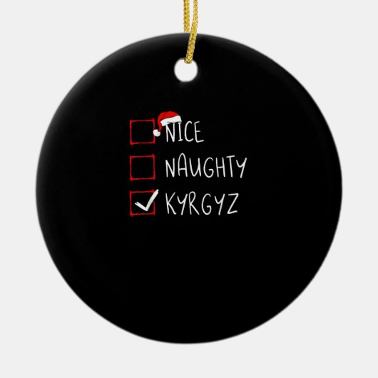 Nice Naughty Christmas Kyrgyzstan Heritage Keramik Ornament (Vorne)