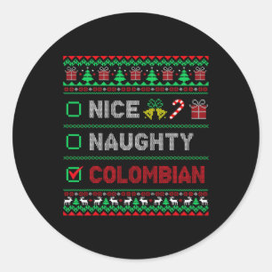 Nice Naughty Colombian Christmas Checklist Colombi Runder Aufkleber