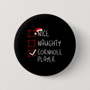 Nice Naughty Cornhole Player Liste Weihnachten Wei Button