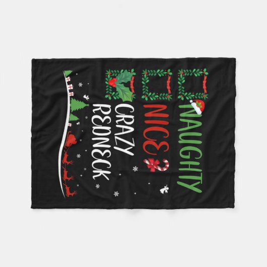 Nice Naughty Crazy Redneck Weihnachten Matching Sa Fleecedecke (Vorderseite (Horizontal))