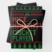 Nice Naughty Cricket Player Funny Christmas Gesche Geschenkpapier Set (Beispiel)