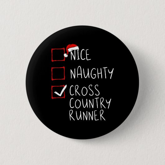 Nice Naughty Cross Country Runner List Weihnachten Button (Vorderseite)