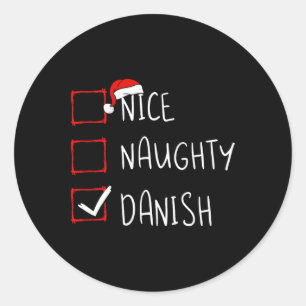 Nice Naughty Danish Christmas Denmark Heritage Roo Runder Aufkleber