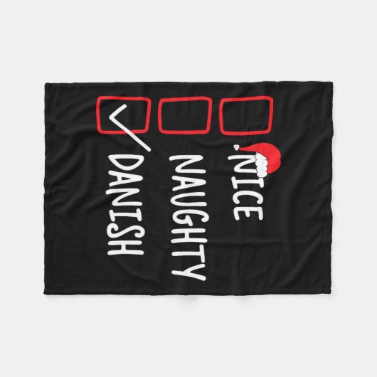 Nice Naughty Danish - Funny Christmas List Pajama Fleecedecke (Vorderseite (Horizontal))