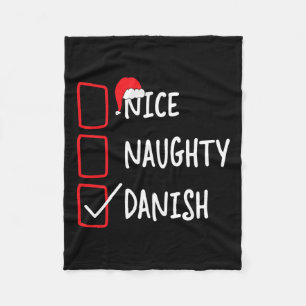 Nice Naughty Danish - Funny Christmas List Pajama Fleecedecke
