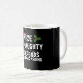 Nice Naughty Depends Wer Frage Weihnachten Kaffeetasse (VorderseiteRechts)