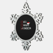Nice Naughty Dominican Christmas List   Schneeflocken Zinn-Ornament (Rechts)