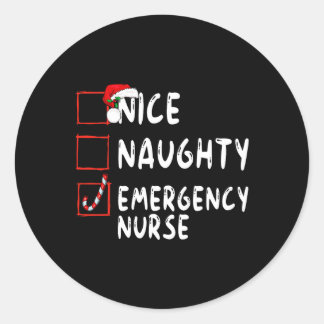 Nice Naughty Emergency Nurgency Weihnachtsliste Er Runder Aufkleber