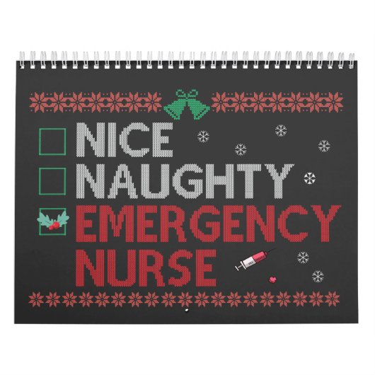 Nice Naughty Emergency Nurse Funny Ugly Xmas Gesch Kalender (Titelbild)