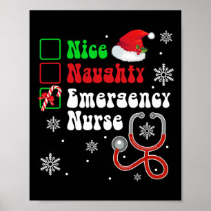 Nice Naughty Emergency Nurse List Weihnachten Weih Poster