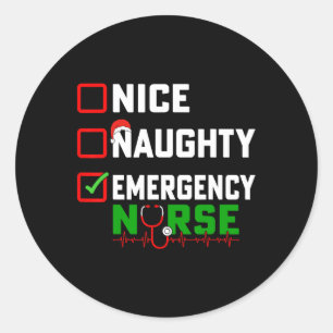 Nice Naughty Emergency Nurse Xmas Er Pflege Chris Runder Aufkleber