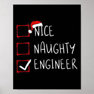 Nice Naughty Engineer Weihnachtsliste Weihnachtsma Poster