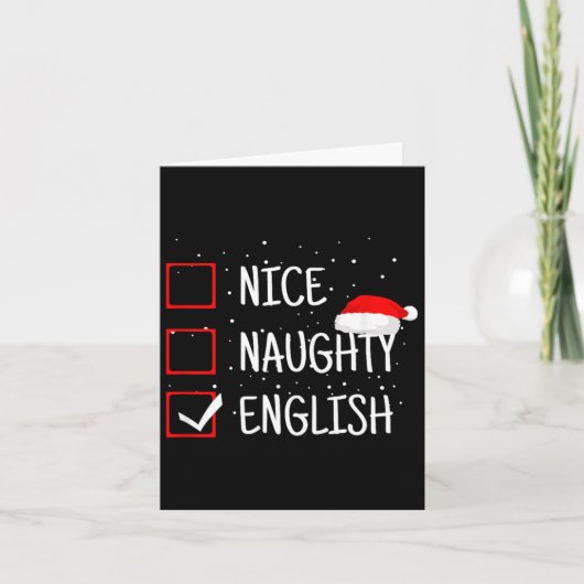 Nice Naughty English Christmas Checklist Funny Eng Karte (Vorderseite)