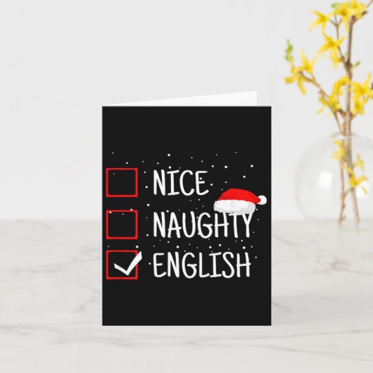 Nice Naughty English Christmas Checklist Funny Eng Karte (Gelbe Blume)