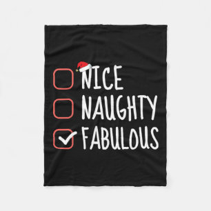 Nice Naughty Fabulous Funny Christmas List Santa C Fleecedecke
