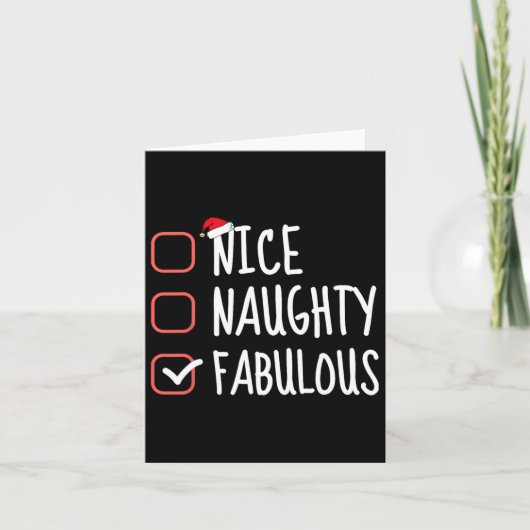 Nice Naughty Fabulous Funny Christmas List Santa C Karte (Vorderseite)