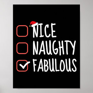 Nice Naughty Fabulous Funny Christmas List Santa C Poster