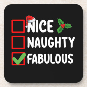 Nice Naughty Fabulous Funny Weihnachtsliste H Getränkeuntersetzer