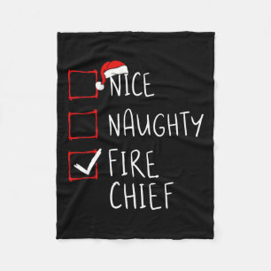 Nice Naughty Fire Chief Christmas List Weihnachten Fleecedecke