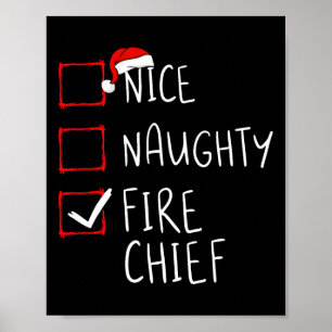Nice Naughty Fire Chief Christmas List Weihnachten Poster