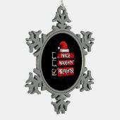 Nice Naughty Firefighter Christmas List  Schneeflocken Zinn-Ornament (Links)