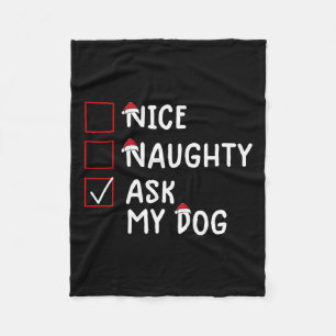 Nice Naughty Frag Dog Niedlich Weihnachten Fleecedecke