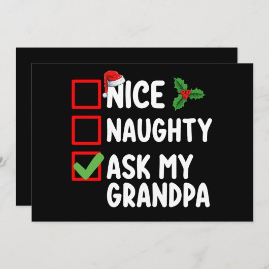 Nice Naughty Fragte meine Großvater Weihnachtsfami Einladung (Vorne/Hinten)