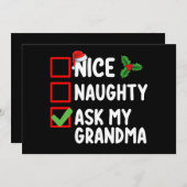 Nice Naughty Fragte meine Oma Weihnachtsfamilie Einladung (Vorne/Hinten)
