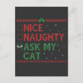 Nice Naughty Fragte My Cat Funny Christmas Weihnac Postkarte (Vorderseite)