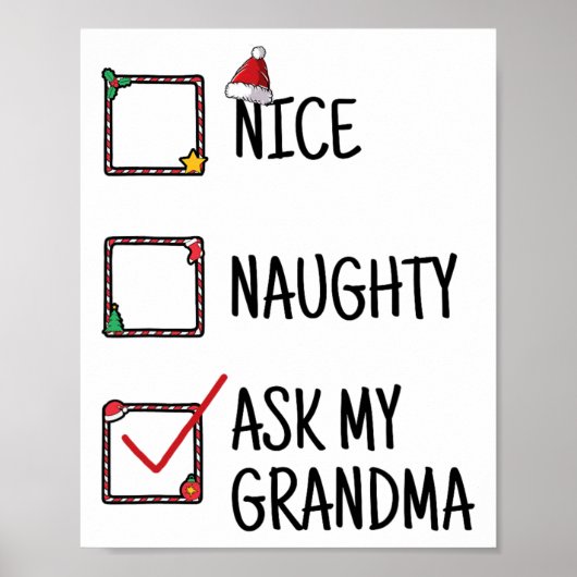 Nice Naughty Fragte My Oma Funny Christmas Kids m Poster (Vorne)