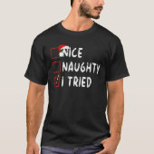 Nice Naughty Funny Christmas Family Matching Unise T-Shirt (Vorderseite)
