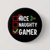 Nice Naughty Gamer Christmas List Gaming Santa Button (Vorderseite)