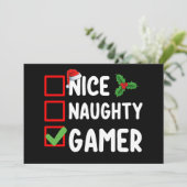 Nice Naughty Gamer Christmas List Gaming Santa Einladung (Stehend Vorderseite)