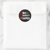 Nice Naughty Gamer Christmas List Gaming Santa Runder Aufkleber (Tasche)