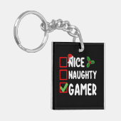 Nice Naughty Gamer Christmas List Gaming Santa Schlüsselanhänger (Vorderseite links)