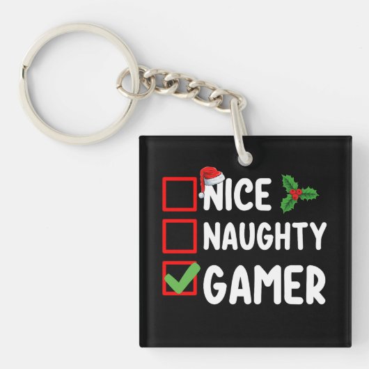 Nice Naughty Gamer Christmas List Gaming Santa Schlüsselanhänger (Vorderseite)
