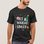 Nice Naughty Ginger Christmas Pajama Candy Cane T-Shirt (Vorderseite)