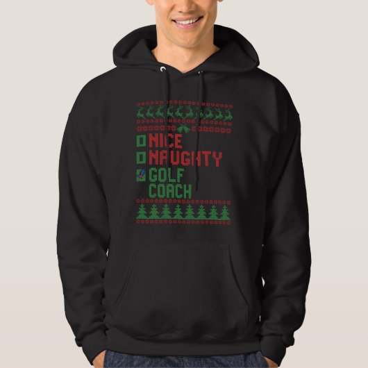 Nice Naughty Golf Coach Funny Christmas Matching Hoodie (Vorderseite)