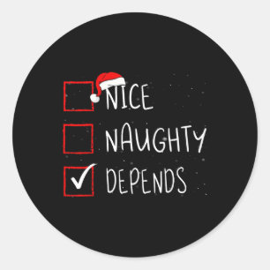 Nice Naughty hängt von der Weihnachtsliste Weihnac Runder Aufkleber