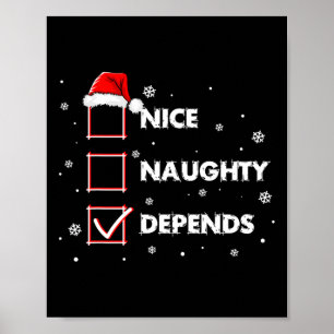 Nice Naughty hängt von Shirt Weihnachtsliste ab Poster