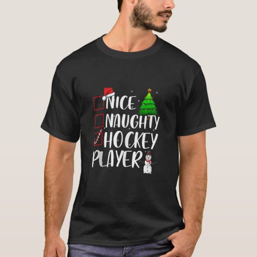 Nice Naughty Hockey Player Christmas Matching Top (Vorderseite)