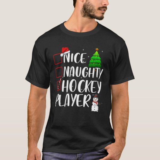 Nice Naughty Hockey Player Christmas Matching Top  (Vorderseite)