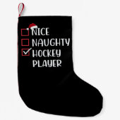 Nice Naughty Hockey Player Sports Lover Santa Kleiner Weihnachtsstrumpf (Vorderseite)