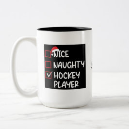 Nice Naughty Hockey Player Weihnachten Zweifarbige Tasse