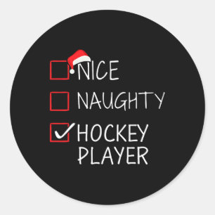 Nice Naughty Hockey Player Weihnachtsliste für San Runder Aufkleber