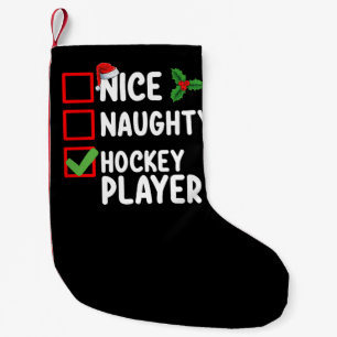 Nice Naughty Hockey Player Weihnachtsliste Santa Kleiner Weihnachtsstrumpf