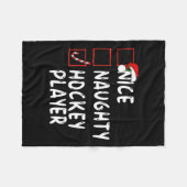 Nice Naughty Hockey Player Weihnachtsmann Fleecedecke (Vorderseite (Horizontal))